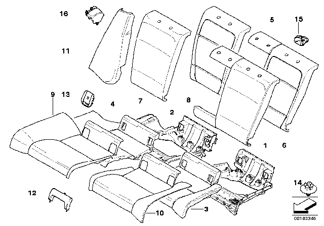 2009 BMW 328i Foam Section, Backrest, Right Diagram for 52207151646