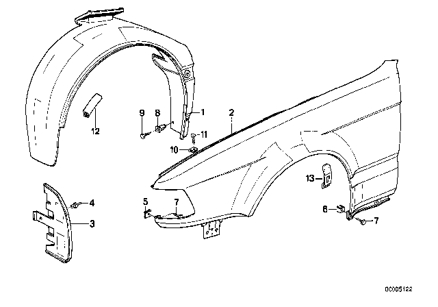 1989 BMW 750iL Covering Left Diagram for 51711956923