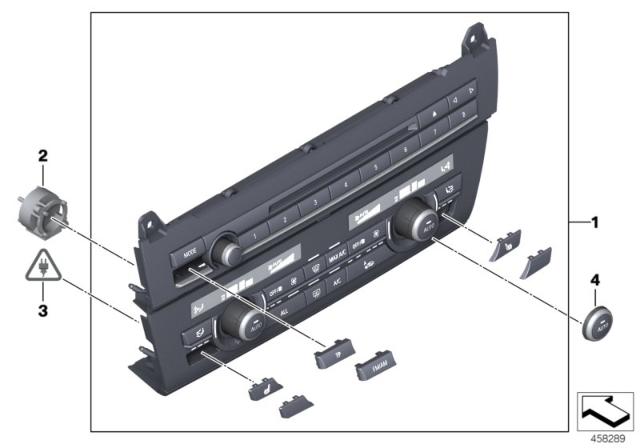 2014 BMW 528i Radio And A/C Control Panel Diagram