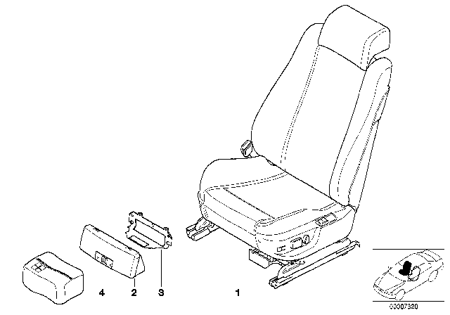 1998 BMW 740i Seat, Front, Complete Seat Diagram 3