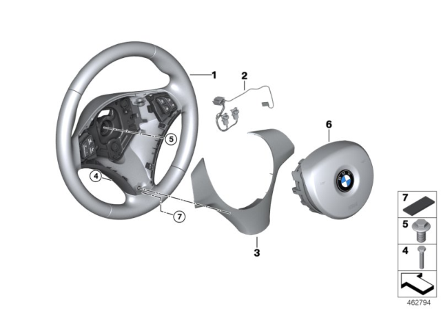 2012 BMW 328i xDrive Airbag Sports Steering Wheel Diagram 1