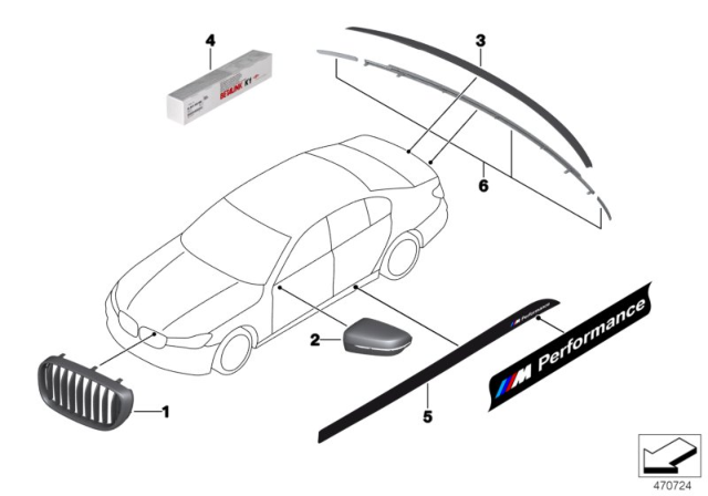 2019 BMW 740i M Performance Aerodynamics Accessories Diagram