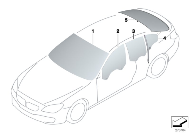 2015 BMW 650i xDrive Gran Coupe Green Windscreen, Grey Shade Band Diagram for 51317227330