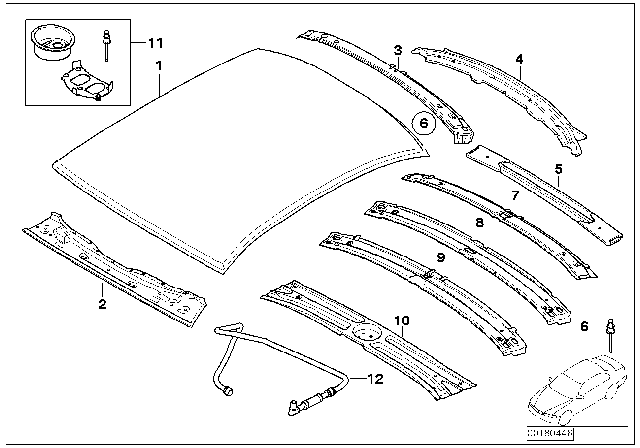 2006 BMW 750i Roof Diagram