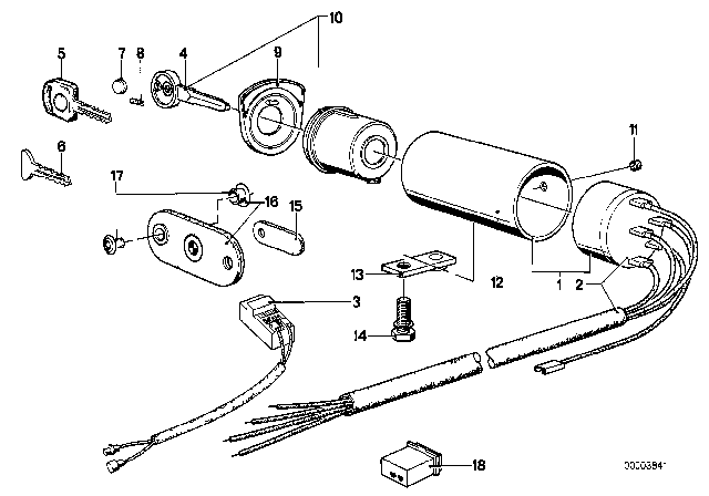 1985 BMW 735i Steering Lock / Ignition Switch Diagram