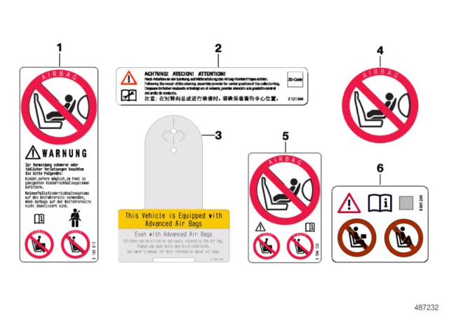 2015 BMW 435i Instruction Notice, Airbag Diagram