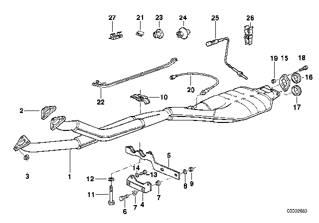 1994 BMW 525i Catalytic Converter Diagram for 18301728417