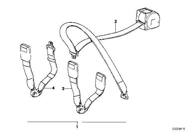 1990 BMW M3 Safety Belt Rear Diagram