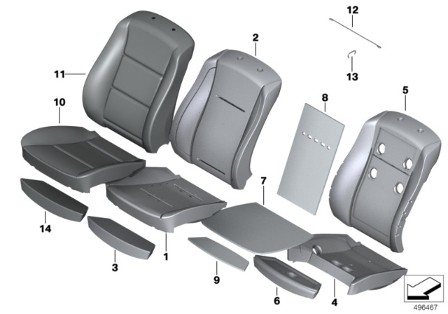 2008 BMW 750Li Seat Upholstery Diagram for 52107007594