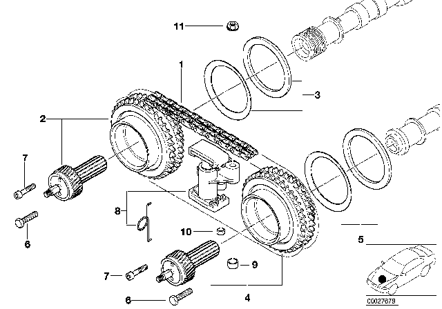 2000 BMW Z8 Timing Gear Timing Chain Top Diagram