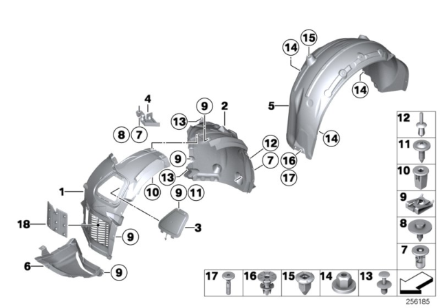 2016 BMW 640i xDrive Wheel Arch Trim Diagram