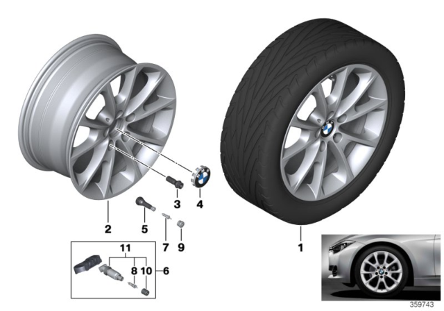 2017 BMW 340i Disc Wheel, Light Alloy, Orbitgrey Diagram for 36116874819