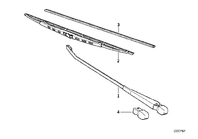 1980 BMW 733i Wiper Arm / Wiper Blade Diagram 2