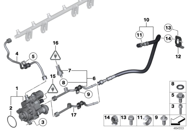2013 BMW 535i High-Pressure Pump / Tubing Diagram 1
