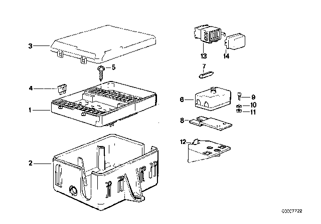 1991 BMW 325i Fuse Box Holder Diagram for 61131381528