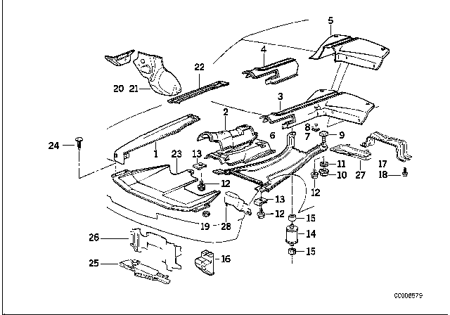 1990 BMW 735iL Engine Compartment Screening Diagram for 51711938182