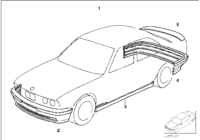 1995 BMW 540i Retrofit Kit M Aerodynamic Package Diagram