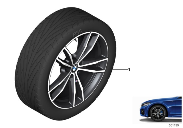 2020 BMW M340i BMW LA Wheel, Double Spoke Diagram 1