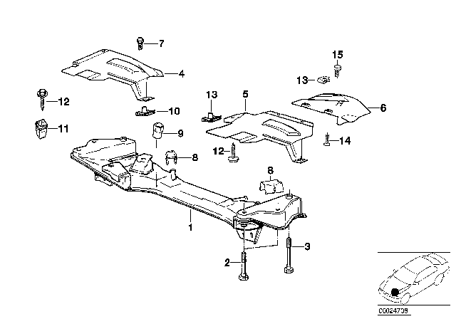 1992 BMW 750iL Front Axle Support Diagram