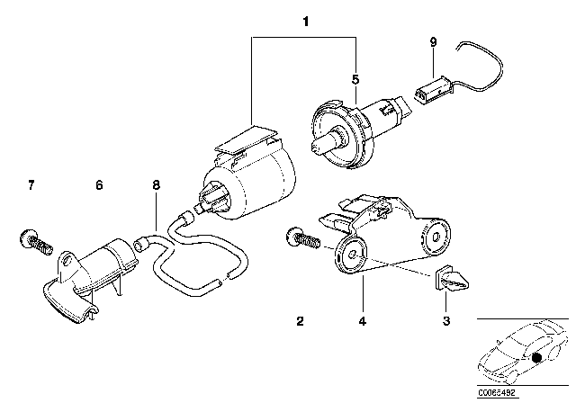 1997 BMW 750iL Door Handle Illumination Diagram for 63318380171