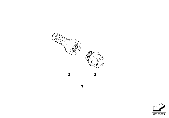 2006 BMW M6 Wheel Bolt With Code Diagram for 36136786475