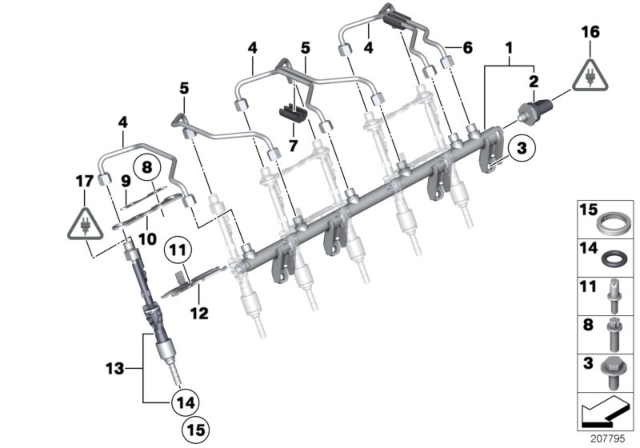 2013 BMW 335i High-Pressure Rail / Injector / Line Diagram 1