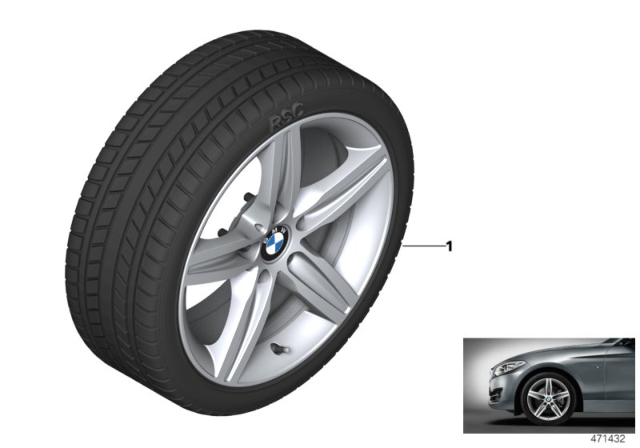 2020 BMW M240i xDrive Winter Wheel With Tire Star Spoke Diagram