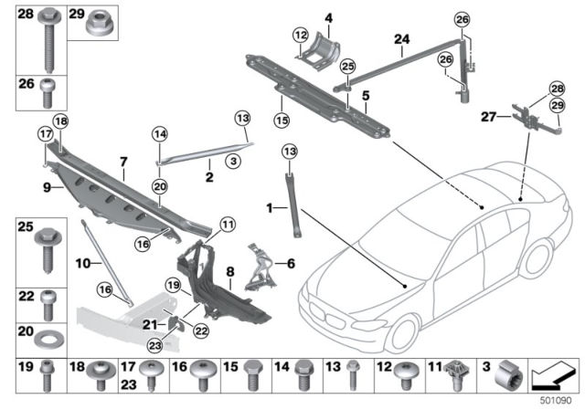2014 BMW 640i xDrive Gran Coupe Cross-Brace, Front Left Diagram for 51717180317
