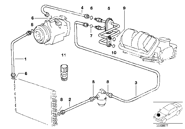 1992 BMW 325i Suction Pipe Evaporator-Compressor Diagram for 64538391324
