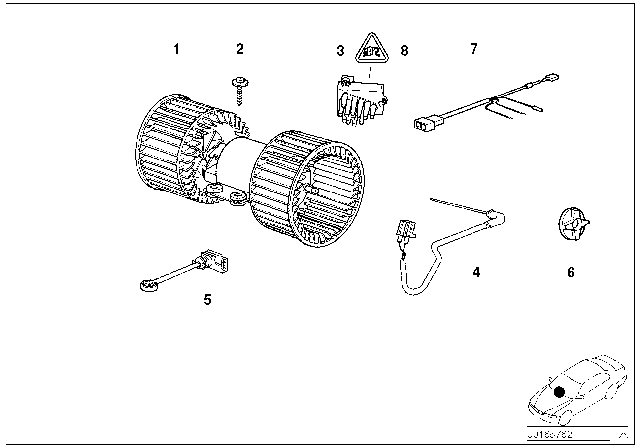 2002 BMW M5 Blower Unit Diagram for 64118372493