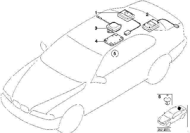 1998 BMW 740iL Gps Antenna With Bracket Diagram for 65908363213