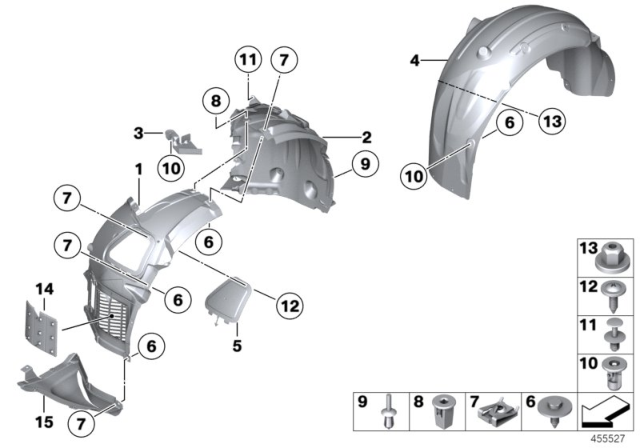 2015 BMW 535d Wheel Arch Trim Diagram