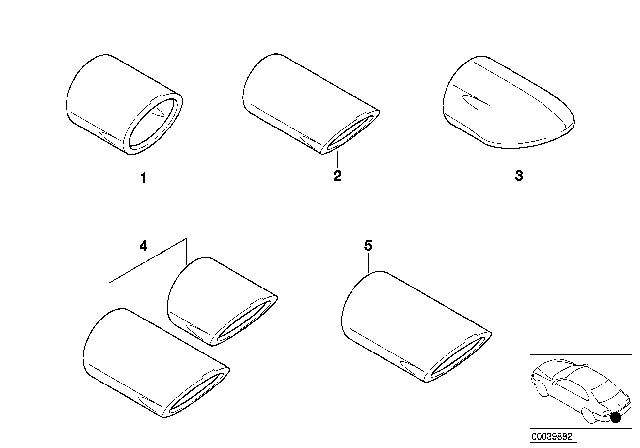 1999 BMW 328i Tailpipe Trim, Chrome Diagram for 82129410928