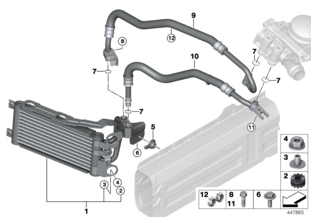 2013 BMW 335i Engine Oil Cooler / Oil Cooler Line Diagram