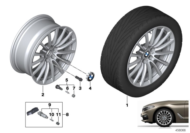 2018 BMW 530e Light Alloy Disc Wheel Reflexsilber Diagram for 36116861224