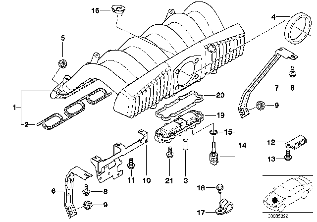 1999 BMW Z3 M Intake Manifold Diagram for 11611707027
