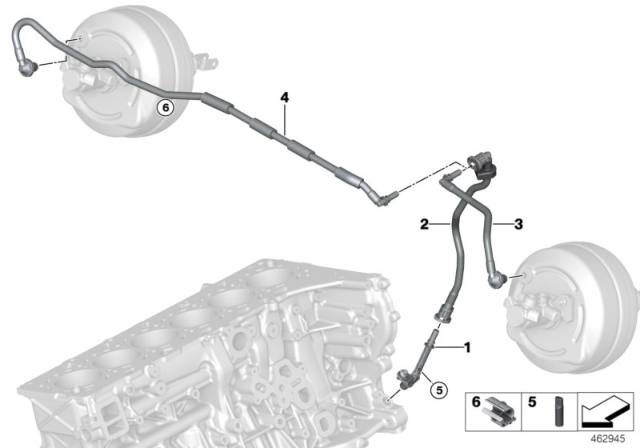 2019 BMW 440i Gran Coupe Vacuum Line, Brake Servo Diagram