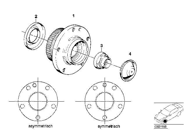 1996 BMW 840Ci Wheel Bearings Diagram
