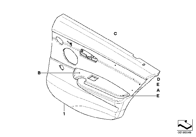 2009 BMW M3 Individual Rear Door Trim Panel Diagram