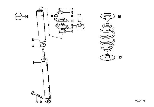 1988 BMW 325is Single Components For Rear Spring Strut Diagram