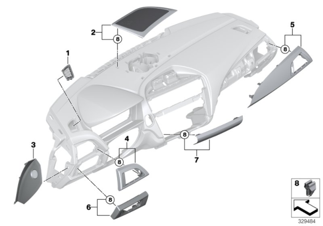 2014 BMW M235i Mounting Parts, Instrument Panel Diagram 2