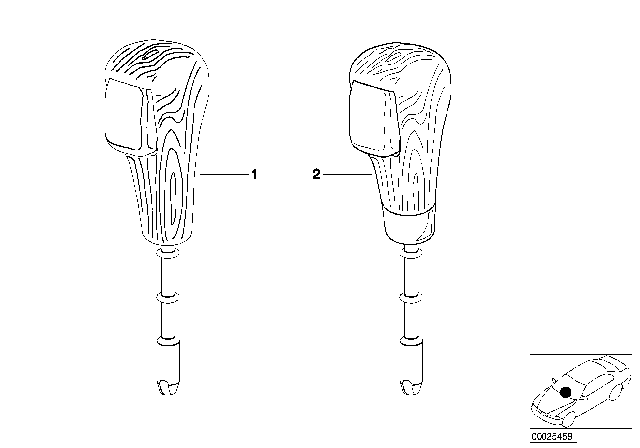 1997 BMW 328is Individual Selector Lever Handle, Wood Diagram 2