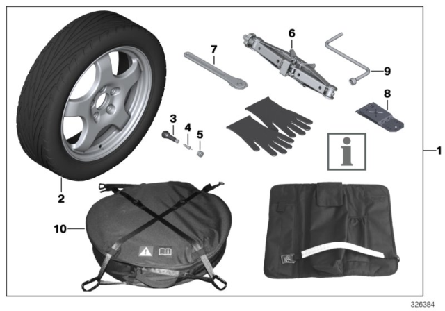 2006 BMW 325xi Compact Spare Wheel System Diagram