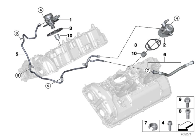 2016 BMW 750i High-Pressure Pump / Tubing Diagram