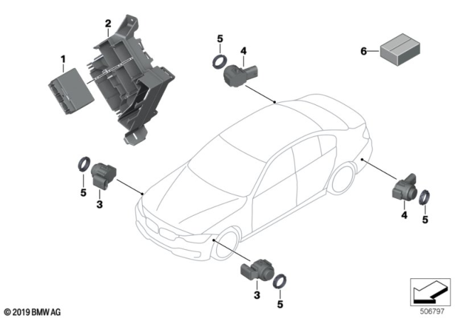2015 BMW M4 Kalahari Ultrasonic Sensor Diagram for 66209288231