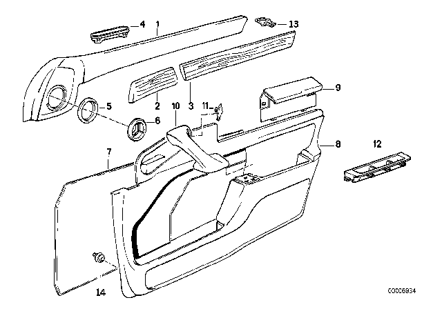 1992 BMW 735i Door Trim Panel Diagram