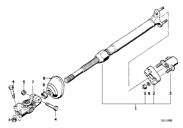 1995 BMW 850Ci Steering Column - Lower Joint Assy Diagram