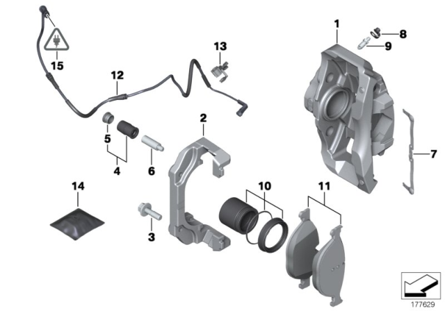 2015 BMW ActiveHybrid 7 Brake Caliper Front Right Diagram for 34116786818