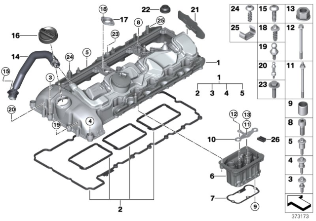 2016 BMW M3 Cylinder Head Cover / Mounting Parts Diagram
