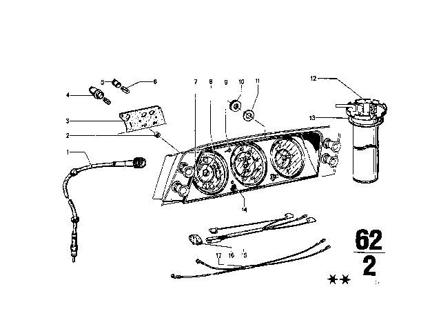 1975 BMW 2002 Instruments / Mounting Parts Diagram 2